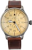 Luftwaffe Me109 Aviator Vintage German WW2 Flieger Pilot Mens Watch - Military Easy to Read Calfskin Brown Leather Strap 3 Atm Analog Quartz