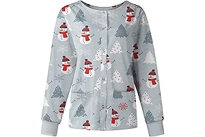 Floral Print Uniform Scrub Tops for Women