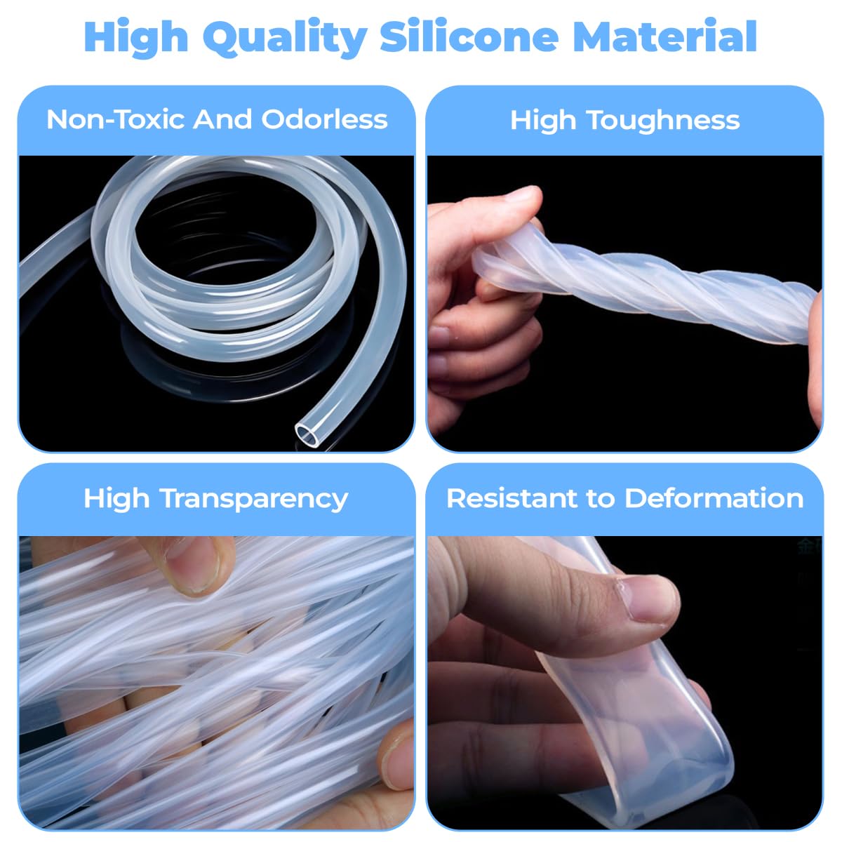 5 m Tubo Flessibile in Silicone 8mm Id X Od 10mm Spessore Della Parete 1mm Tubo Trasparente, Resistenza Ad Alta Temperatura, Non Facilmente Deformabile per Riparazione Domestica Acquario