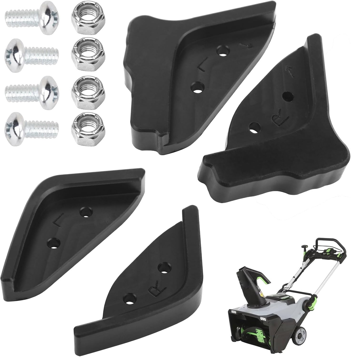 Braveboy Single Stage Snow Blower Protective Slide Skid Shoes Kit Compatible with Ego 21” SNT2112 SNT2114 SNT2110 SNT2100 SNT2101 SNT2102 SNT2102 Snow Blower- with 4 Mounting Screws,Black
