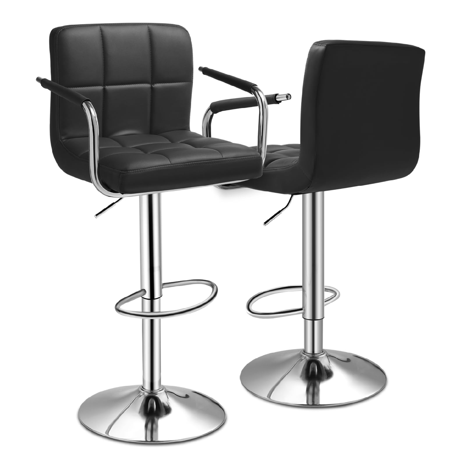 Athena Collection Bar Stools Set of 2, Height Adjustable Leather Counter Height Bar Stools, Modern 360° Swivel Upholstered Barstools Chairs with