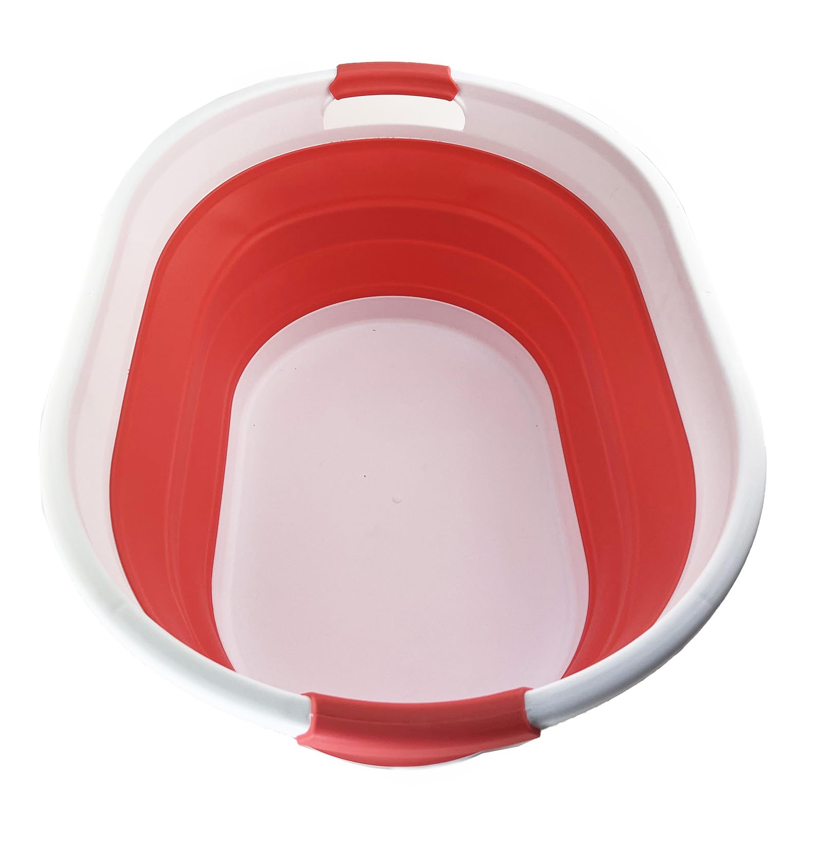 SAMMART 39L Collapsible Plastic Laundry Basket (White/Coral Pink)