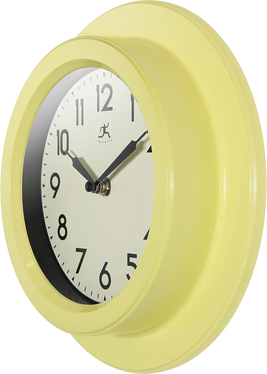 Infinity Instruments Retro Escape Plastic 9.75" Indoor Wall Clock with Silent Movement, Yellow