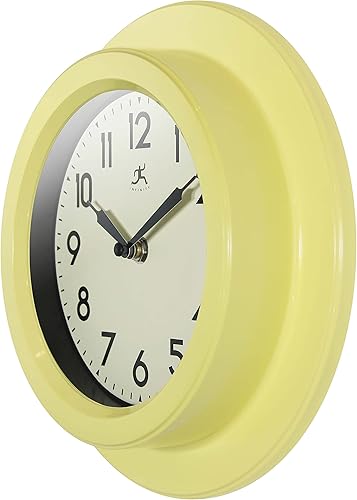 Miniatura 5 de Infinity Instruments Retro Escape - Reloj de pared para interiores de plástico de 9.75 pulgadas con movimiento silencioso, color amarillo