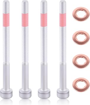 Injector Holder Screw Kit, 4x Injector Holder Screw + 4x Sealing Rings Replacement for W168 W245 CL203 W202 W210 Car Accessories Part# A0009902907 A0039904012 A0049902812