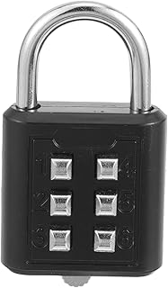 PLAFOPE Security Padlock Metal Lock for Locker Code Locks for Doors Combination Locks Combination Lock for Locker Outdoor Combination Lock Weatherproof Zinc Alloy Black 06s Button