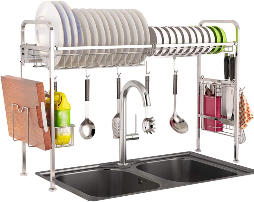 SUS304 Stainless Steel Over the Sink Drainer Rack, Shelf for Water Flowing, Kitchen Utensils (1 Tier, 26.8 inches (68 cm))
