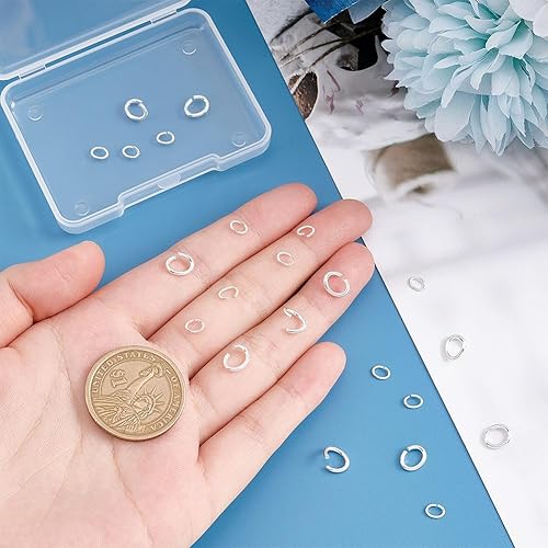 Miniatura 3 de AHANDMAKER 30 anillos de plata abiertos, 3 tamaños, anillos de plata de ley 925, anillos de enlace ovalados, conectores de anillos de joyería para