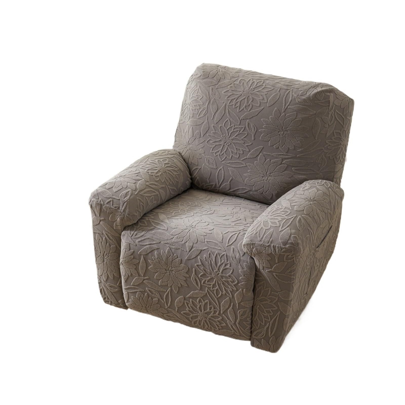 Housse canapé 3 places motif floral 3D : protection intégrale extensible pour fauteuil gris