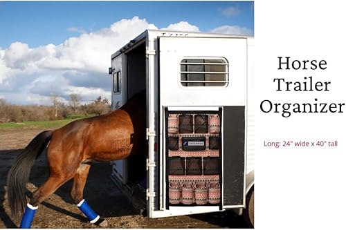 Miniatura 9 de Equine - Organizador largo para puerta de remolque  Bolsa de aseo para puerta de remolque de caballo, bolsa de almacenamiento para puerta de
