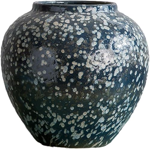 Vase Desktop Blue Ceramic Ornaments Flower Vessel Desktop Crafts(W22 X H21cm)