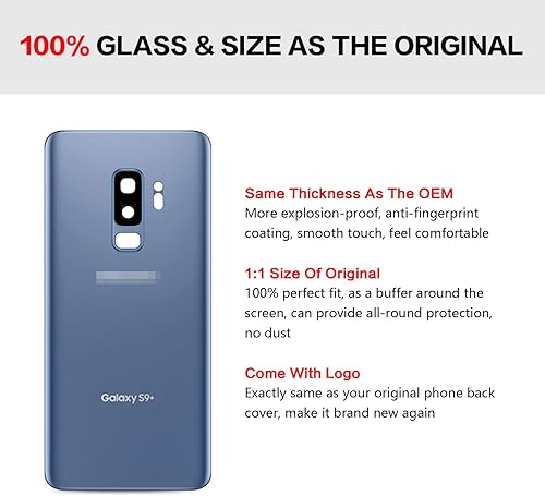 Miniatura 2 de Compatible con Samsung Galaxy S9+ Funda de cristal de repuesto de 6.2 pulgadas SM-G965 con manual de instalación + kit de herramientas de reparación