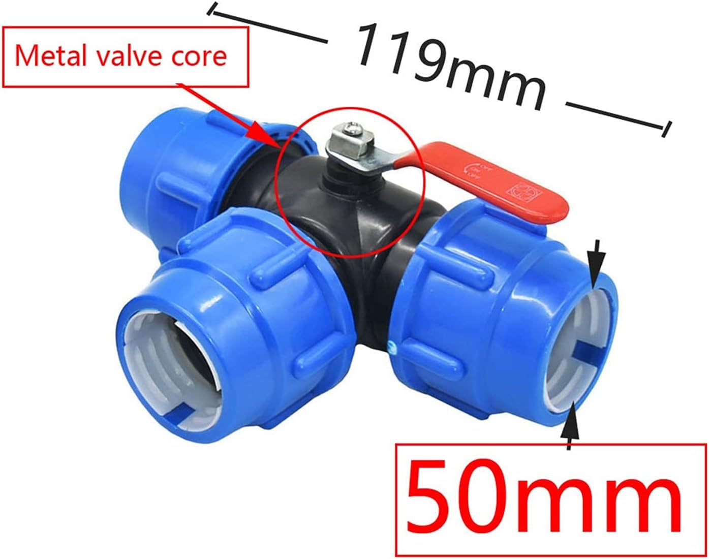 Hose Connector Adapter 20/25/32/40/50/63Mm Pe Pipe Three-Way Quick Connection Valve 3 Way Garden Faucet Plastic Valve T-Type Manifold 1Pcs/32Mm