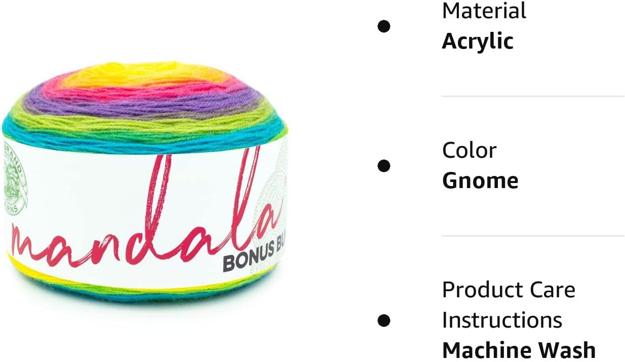Lion Brand Yarn Mandala Bonus Bundle Yarn, Yarn for Knitting, Crocheting, and Crafting, 1 Cake, Gnome