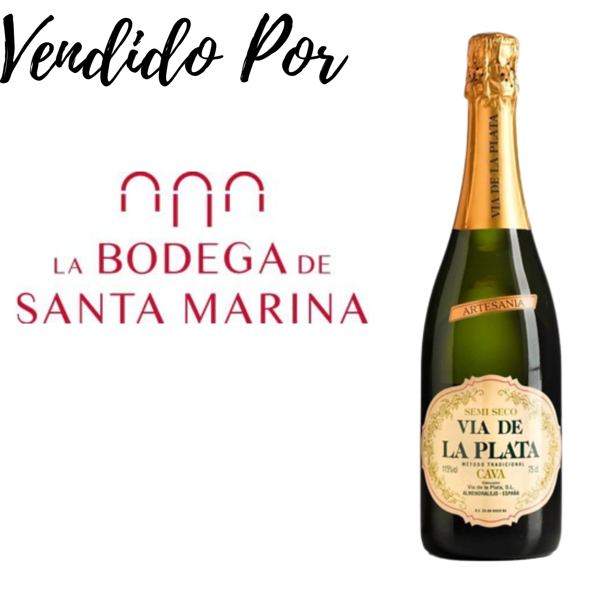 Via de la Plata - Cava Semiseco - Mejor Cava Extremeño - Ideal Combinarlo con Postres y Celebraciones - Pack 6 Botellas 75cl