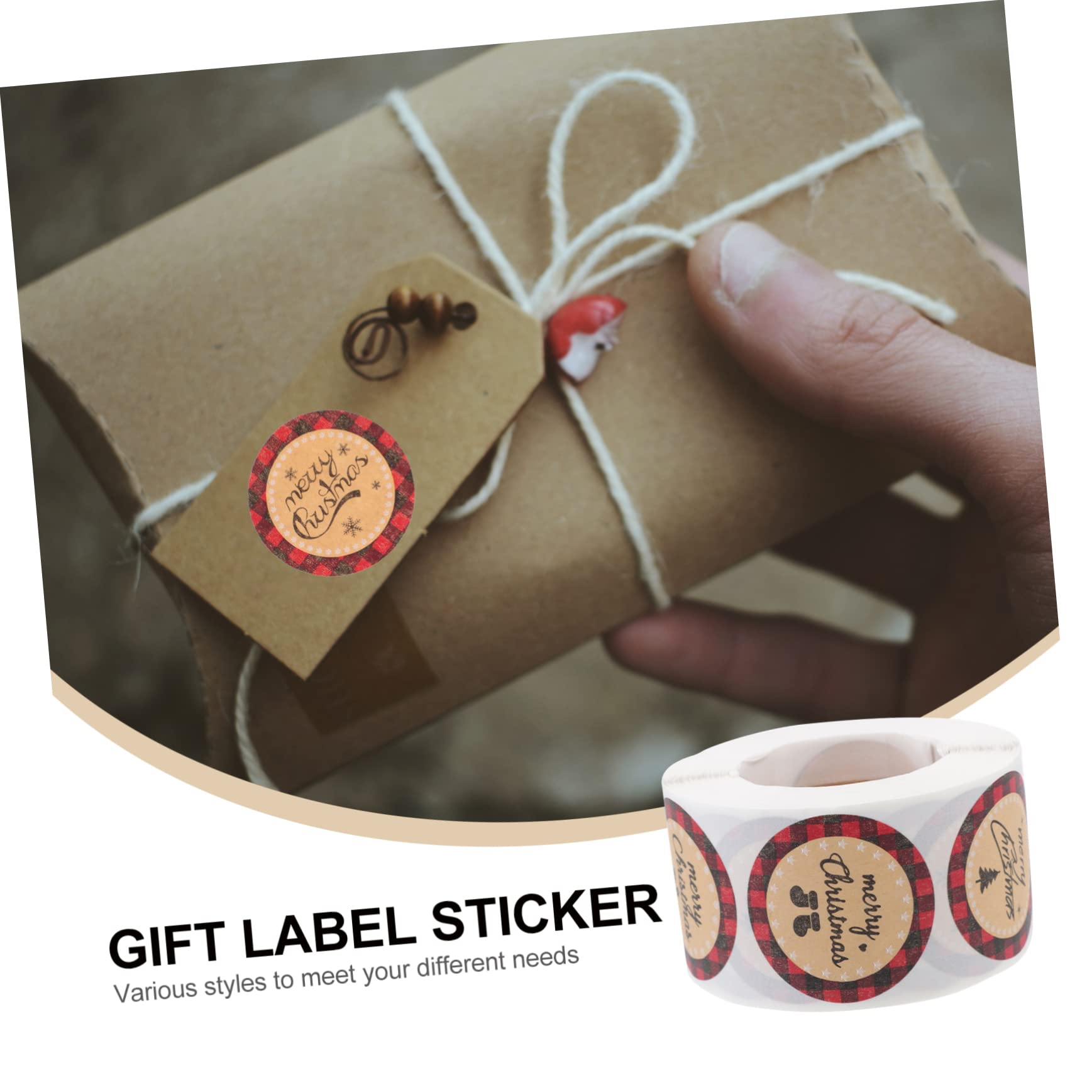 SHINEOFI 3rotoli Adesivi Per Confezioni Natalizie Etichette Carta Kraft Con Design Festivo Adesivi Per Regali e Buste Facili Da Applicare e Rimuovere Senza Residui