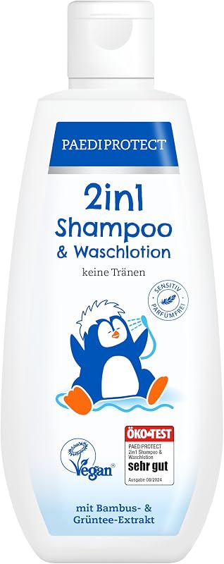 PAEDIPROTECT 2in1 Shampoo & Waschlotion fĂŒr Babys & Kinder 200 ml, sanfte Reinigung & Haar ohne ParfĂŒm & Mikroplastik, Duschgel spendet Feuchtigkeit fĂŒr trockene, sensible Haut auch Erwachsene