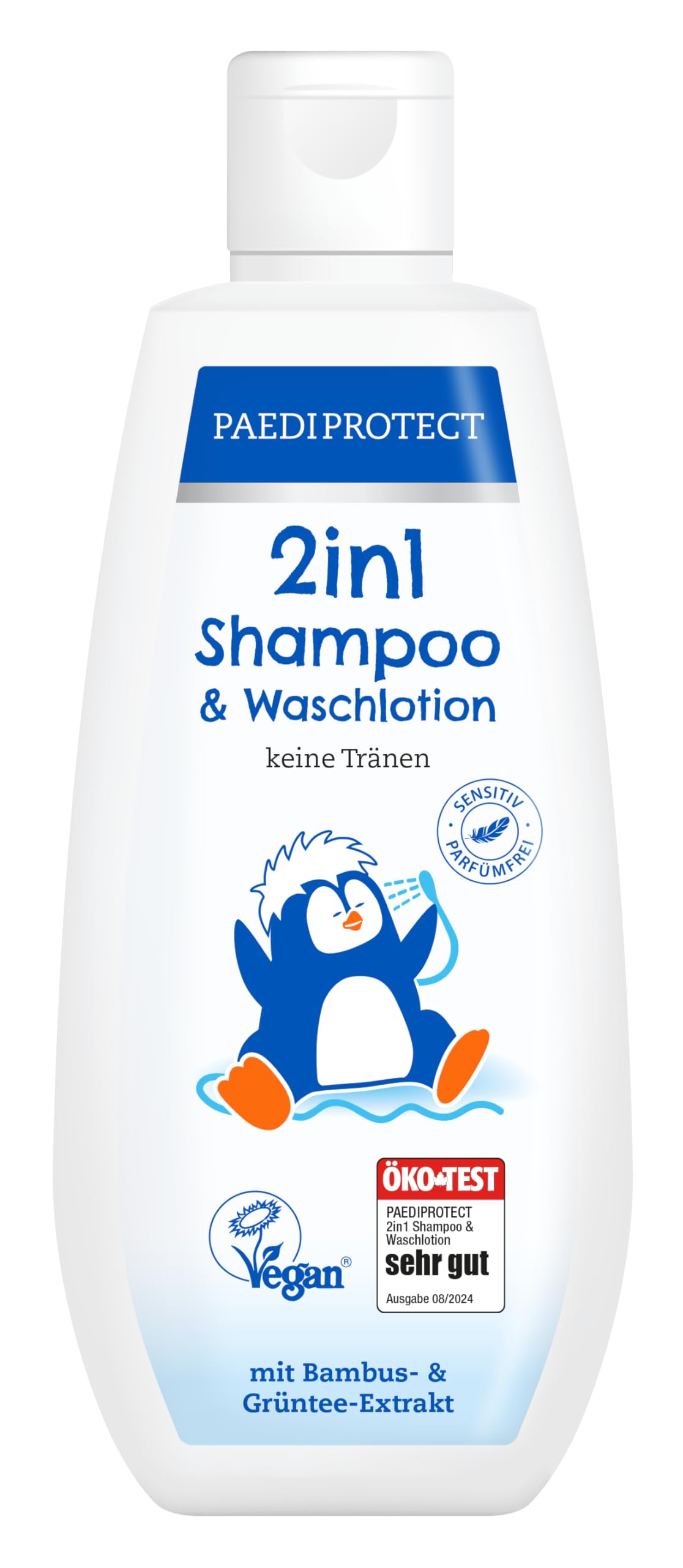 PAEDIPROTECT 2in1 Shampoo & Waschlotion für Babys & Kinder 200 ml, sanfte Reinigung & Haar ohne Parfüm & Mikroplastik, Duschgel spendet Feuchtigkeit für trockene, sensible Haut auch Erwachsene
