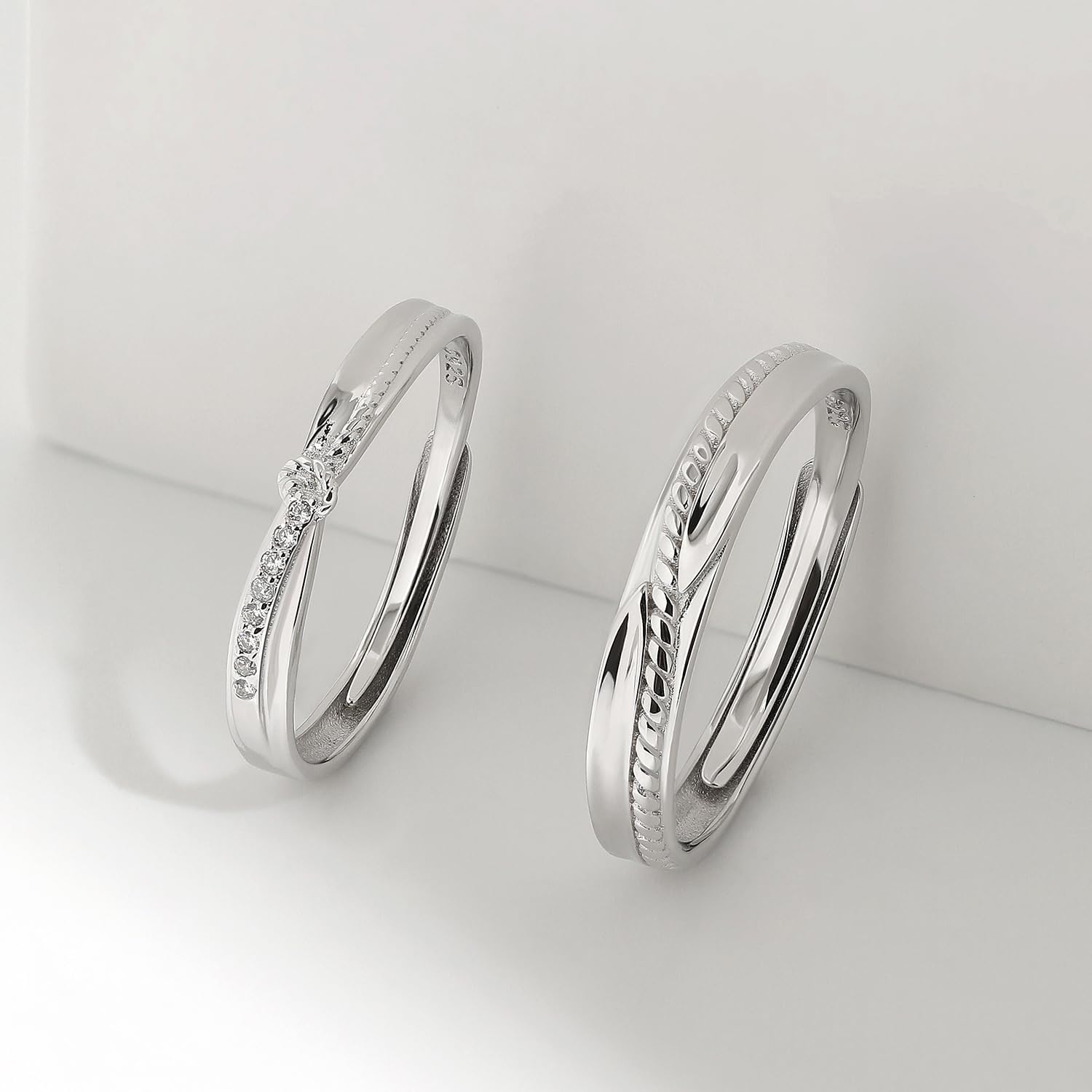 Meissa Engagement Rings for Women 925 Sterling Silver Knot Ring Promise Rings Matching Couple Rings Set Size Adjustable Handmade Rings for Wedding Anniversary