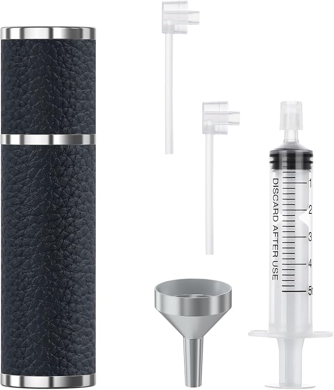 FENHON Frasco Atomizador Recarregável para Perfume 8 mL com Revestimento de Couro, Preto