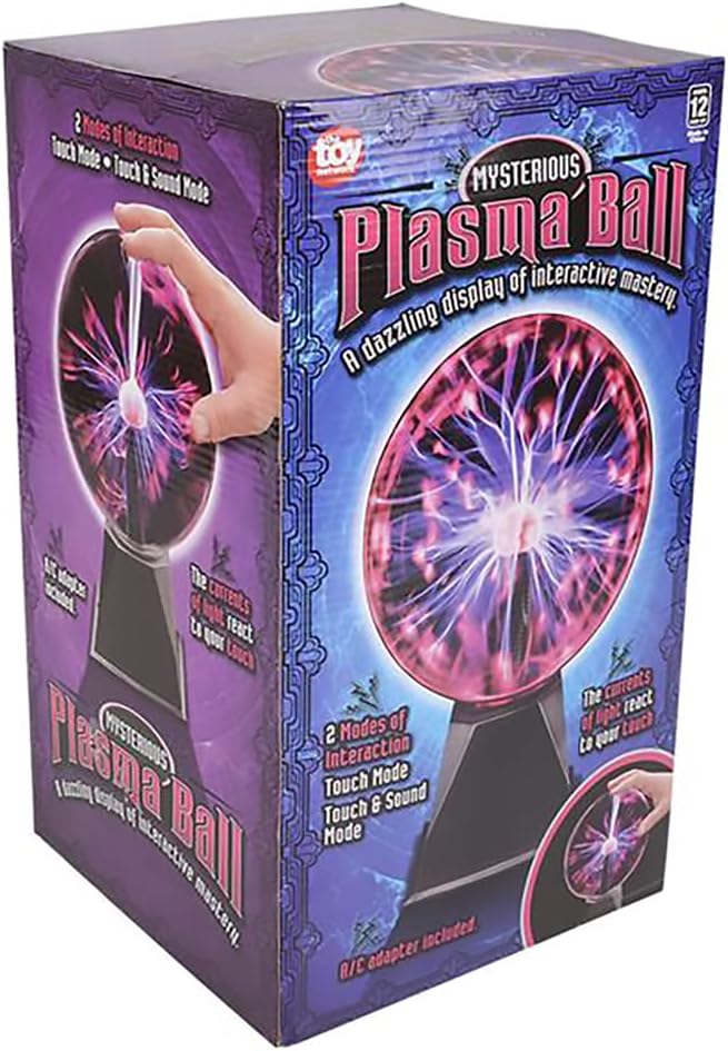 The Dreidel Company Interactive Plasma Ball, Nebula, Thunder Lightning, Plug-in for Use As Parties, Decorations, Home Projects, 8" Inch Plasma Ball
