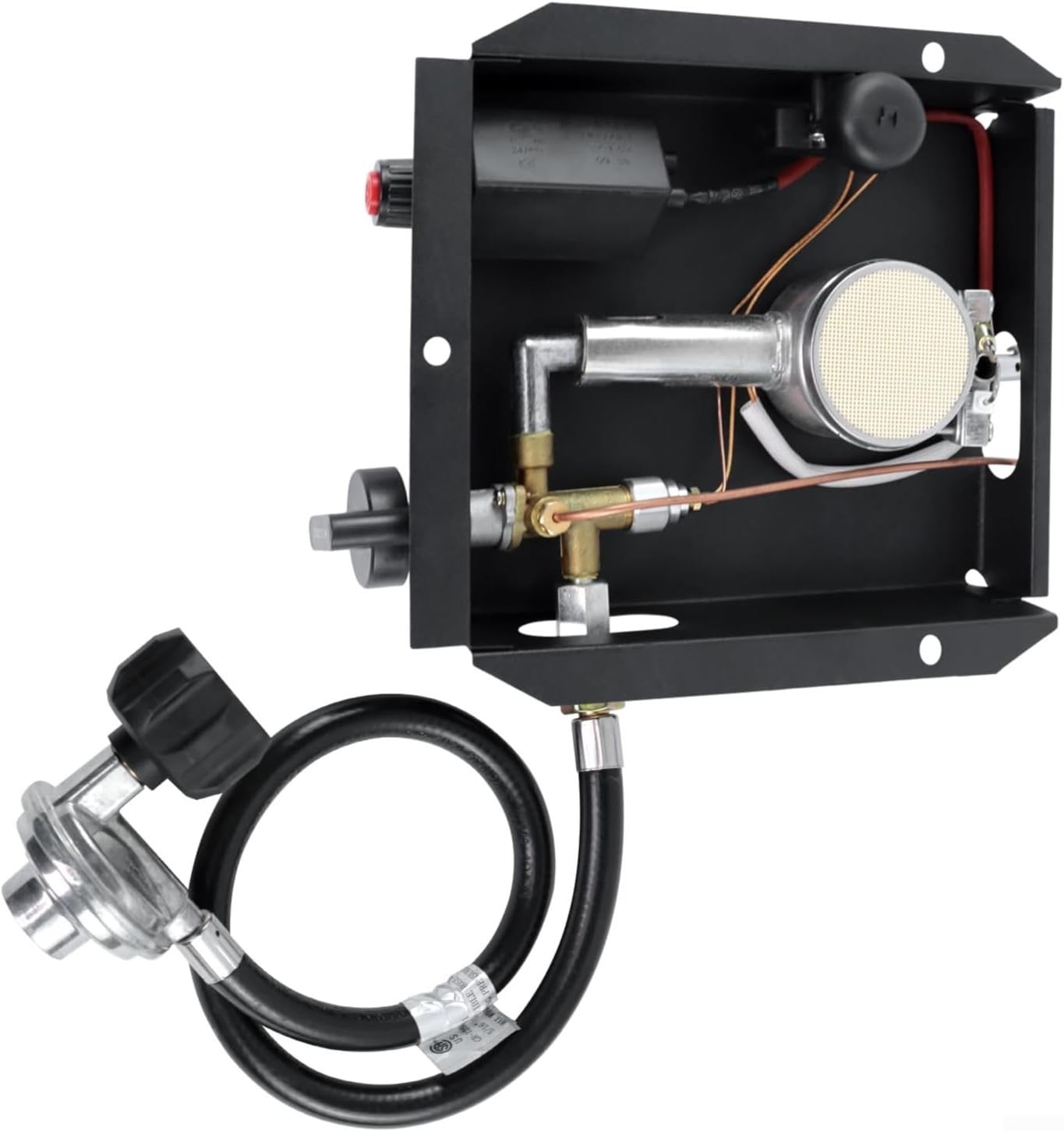 Ensemble brûleur 47000 BTU pour chauffage de terrasse en verre sans perçage supplémentaire avec kit d'assemblage de régulateur (C)
