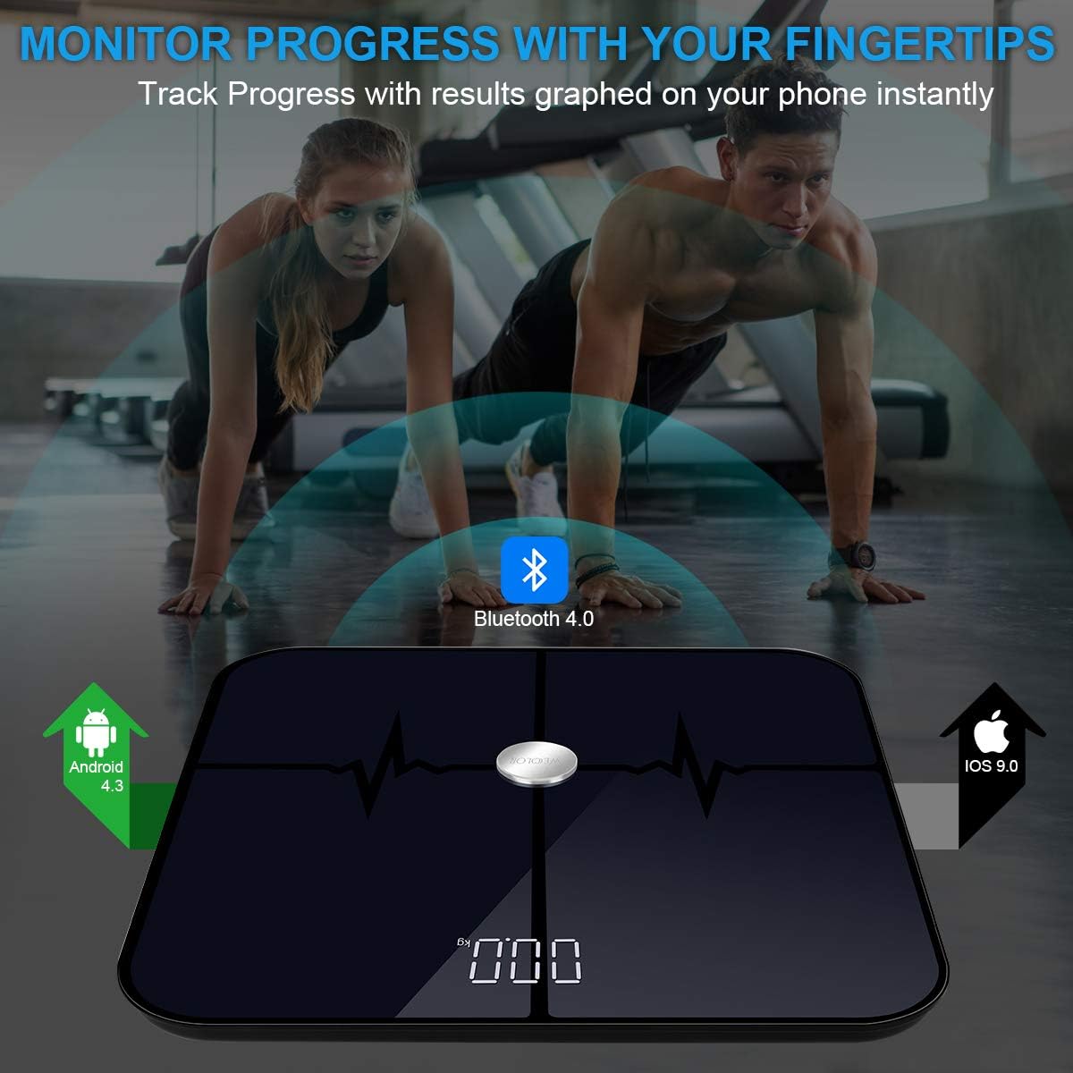 Wecolor Bluetooth Body Fat Scale, Bathroom BMI Weighing Digital Scale, Smart Body Fitness Analysis Scale Sync Data with Smartphone APP : Everything Else
