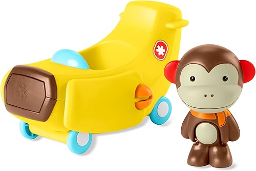 Skip Hop Juguete de causa y efecto para niños pequeños mayores de 2 años, juguete de avión de coche con figura de mono, equipo del zoológico