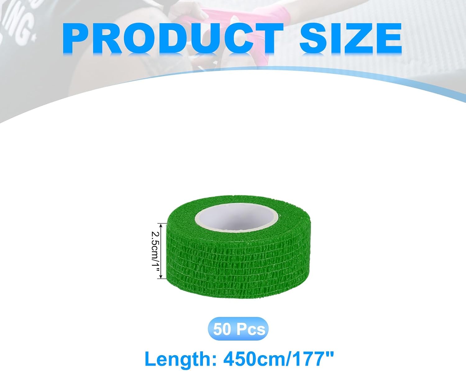 PATIKIL Self Adhesive Bandage Wrap 177" x 1", 50 Pcs Elastic Self Adherent Self Breathable Wrap Tape for Sport Stretch Athletic Wrist Ankle Outdoor Tape, Emerald Green