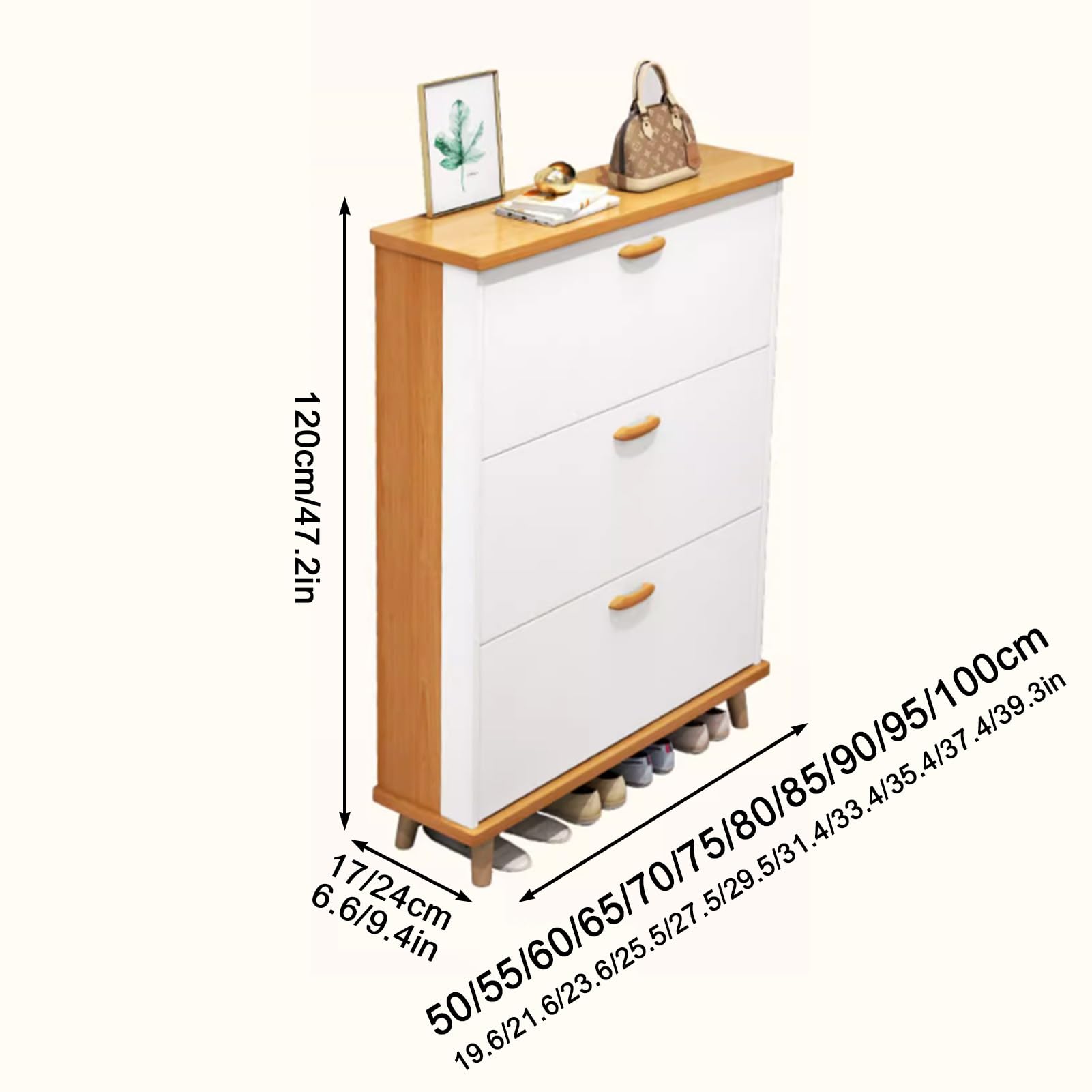 Meuble à Chaussures Mince Avec Portes – Rangement à Chaussures D'entrée – Étagère à Chaussures Autonome Pour Collection De Chaussures Organisée 50 Cm, 24 Cm