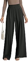 ODODOS Women's Chiffon Flowy Pleated Wide Leg Pants - Lightweight High Waist with Pockets, 27/29/31" Inseam