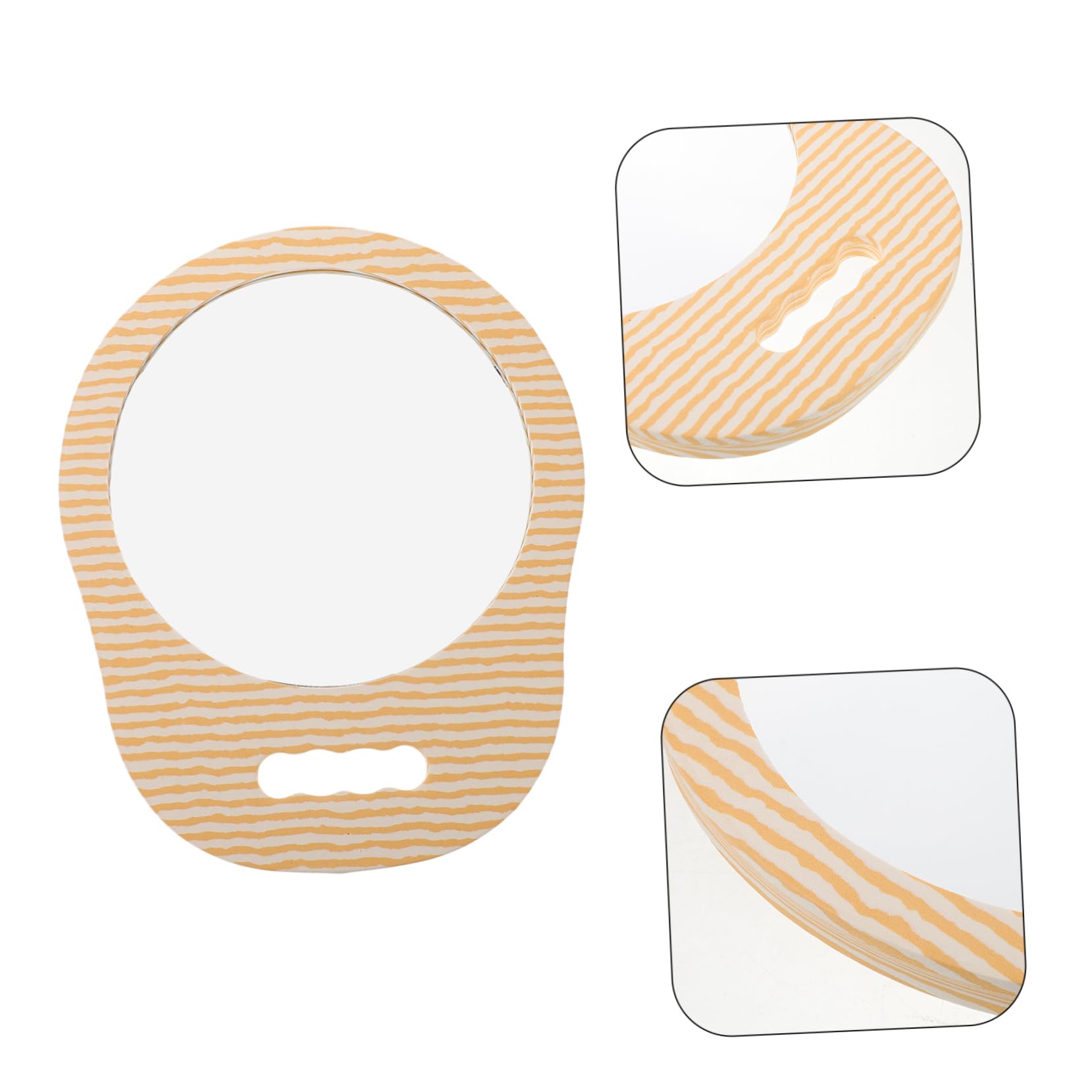 SOESFOUFU Salon Vintage Hand Mirror Foam Unbreakable Mirror Handle Hand Held Makeup Travel for Grooming