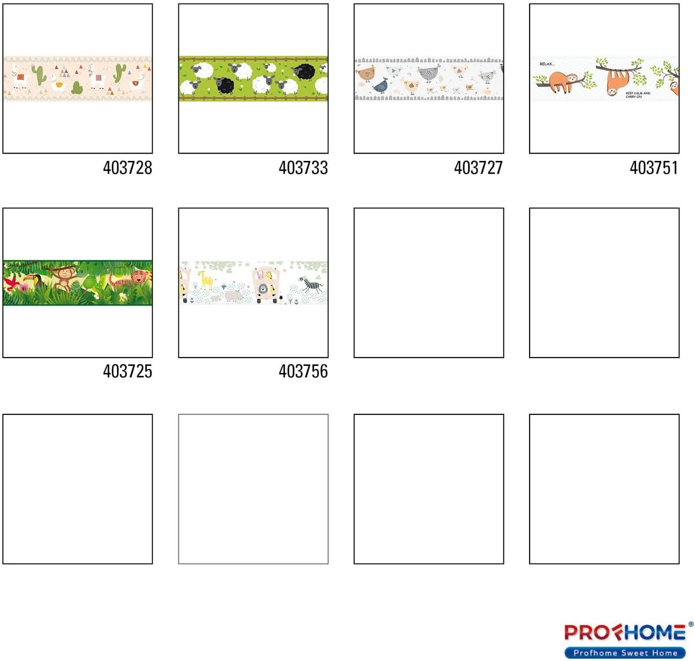 Animal Pattern Wallpaper Wall Profhome 403728-GU self-Adhesive Border Slightly Textured with Animal Pattern matt Beige Green red Yellow 0.75 m2 (8.07 ft2)