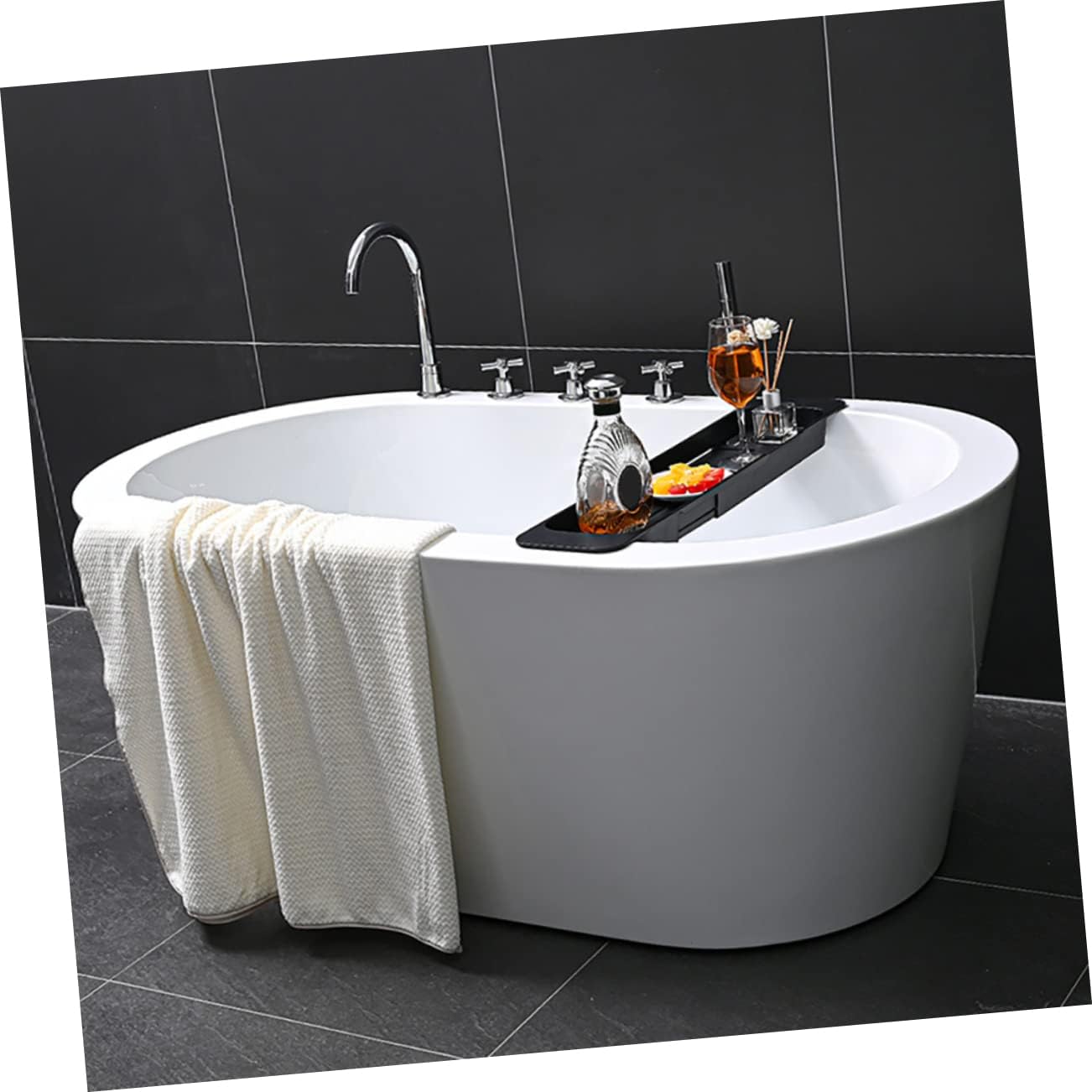 DECHOUS Telescopic Plastic Bathtub Storage Rack Adjustable Bath Tray for Organizing Fits Most Tubs for Bathroom Accessories and Relaxation