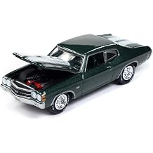1970 Chevy Chevelle SS Forest Green Metallic with White Stipes 2014 Movie Pop Culture 2024 Release 1 1/64 Diecast Model Car by Johnny Lightning JLPC014-JLSP373