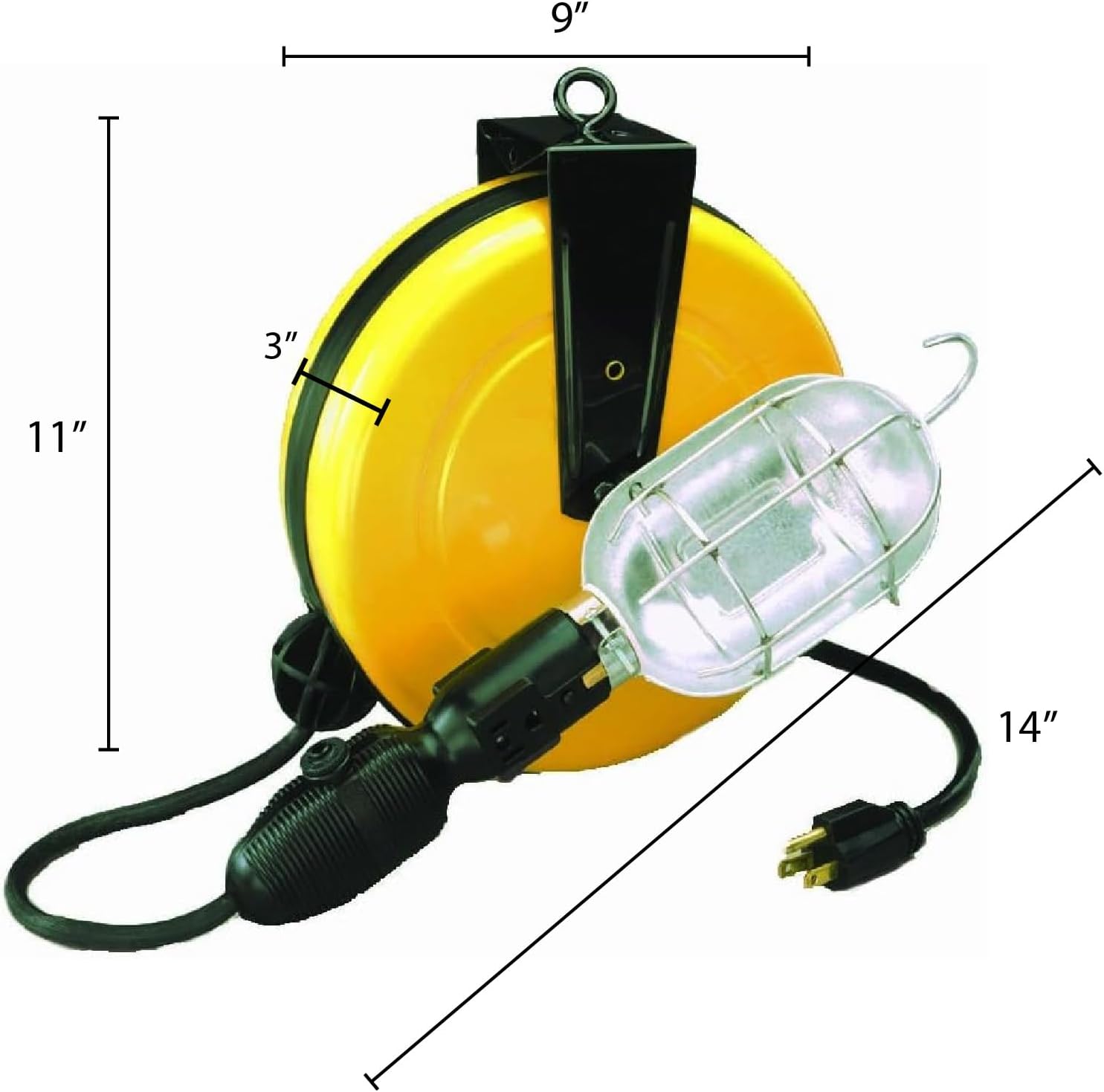 Professional Incandescent Retractable Cord Reel Work Light w/built-in circuit breaker