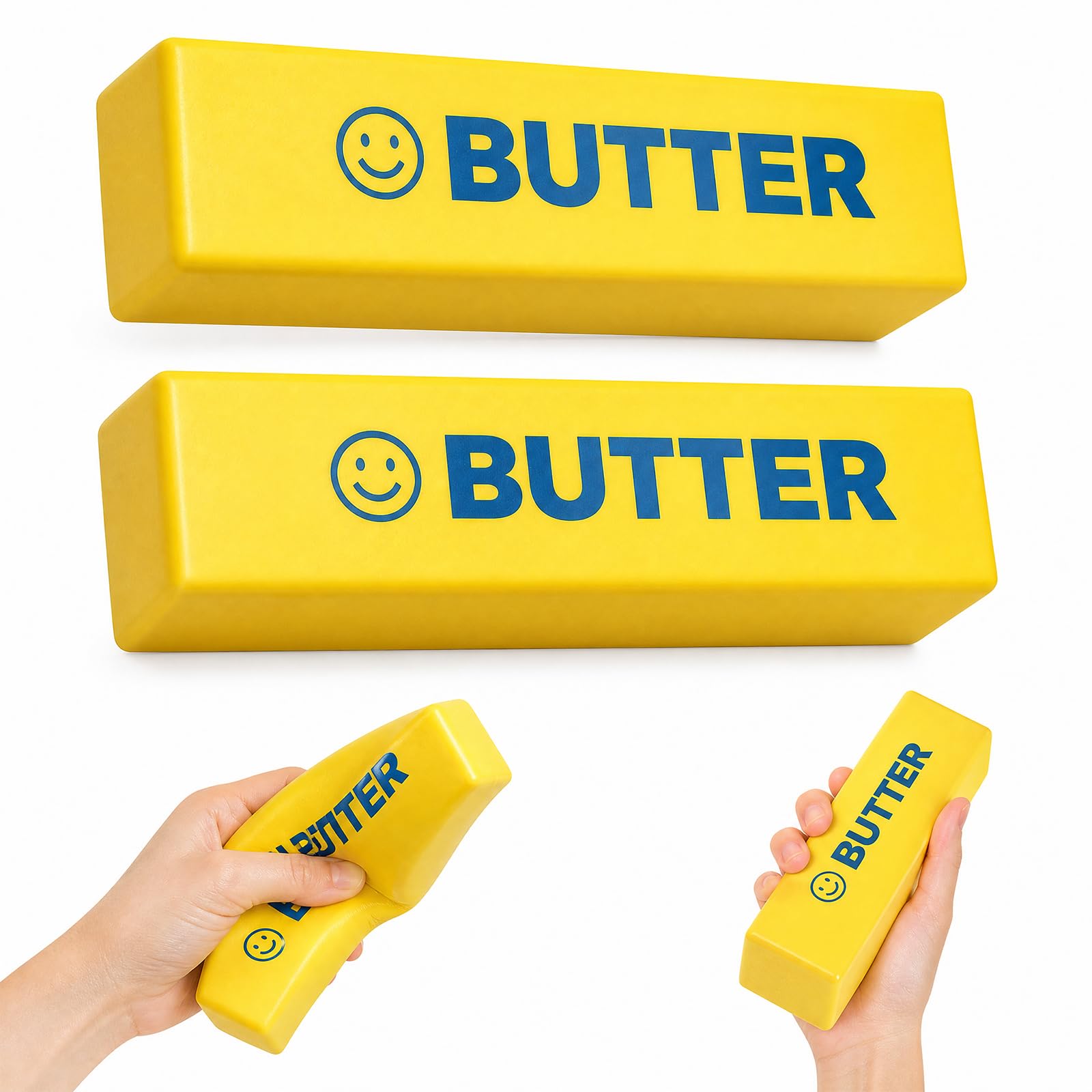 Butter Squishy 2PCS, Large 14cm Slow Rising Butter Stick Squishy, Soft Squeeze Butter Stress Ball, Anxiety Relief Fidget Sensory Butter Stick for Adults,Cheese Stress Stick for Office, School & Travel