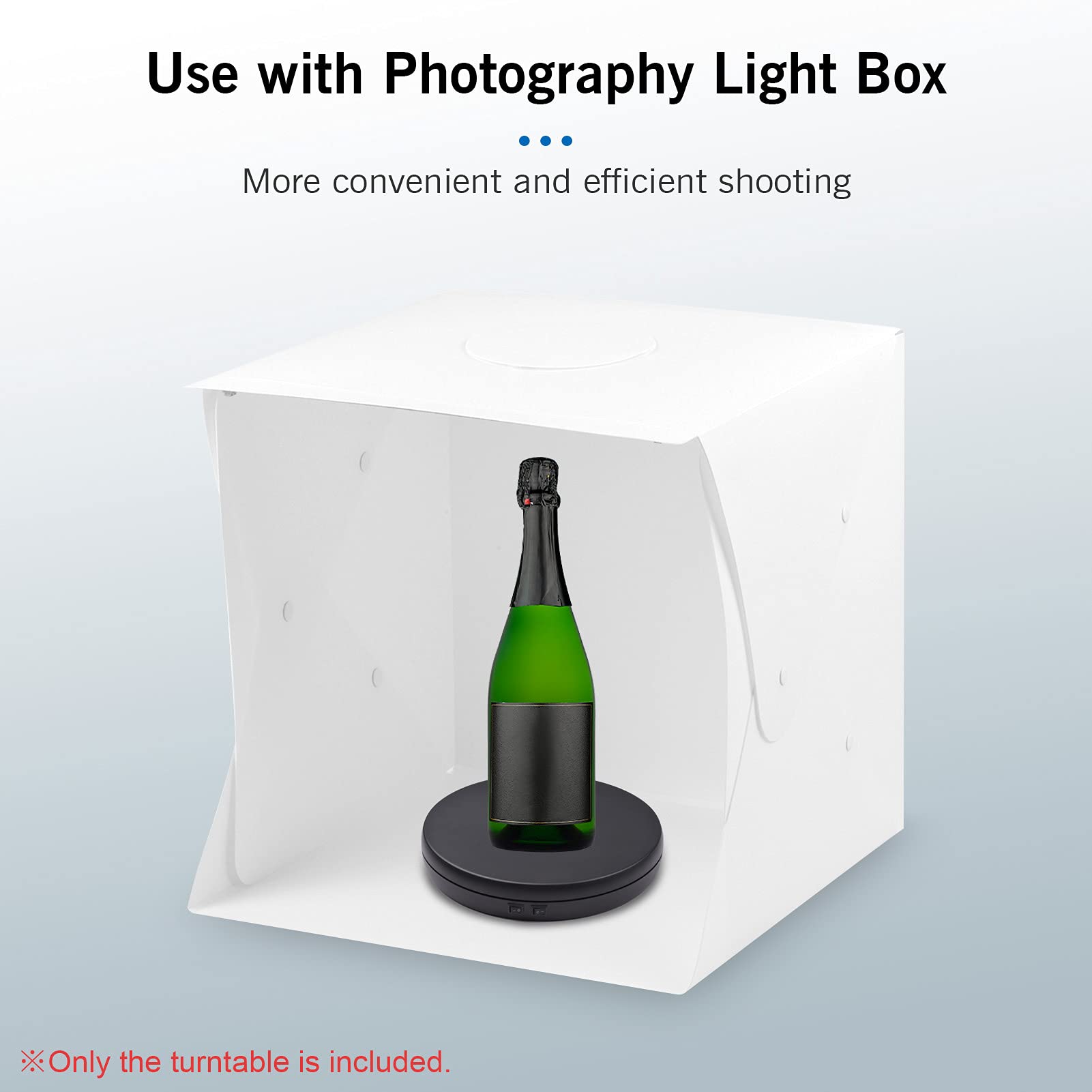 Piatto girevole elettrico, Andoer Piatto girevole elettrico con rotazione a 360 gradi e luce LED per esposizione di gioielli, negozio, fotografia, torta nuziale (Nero)