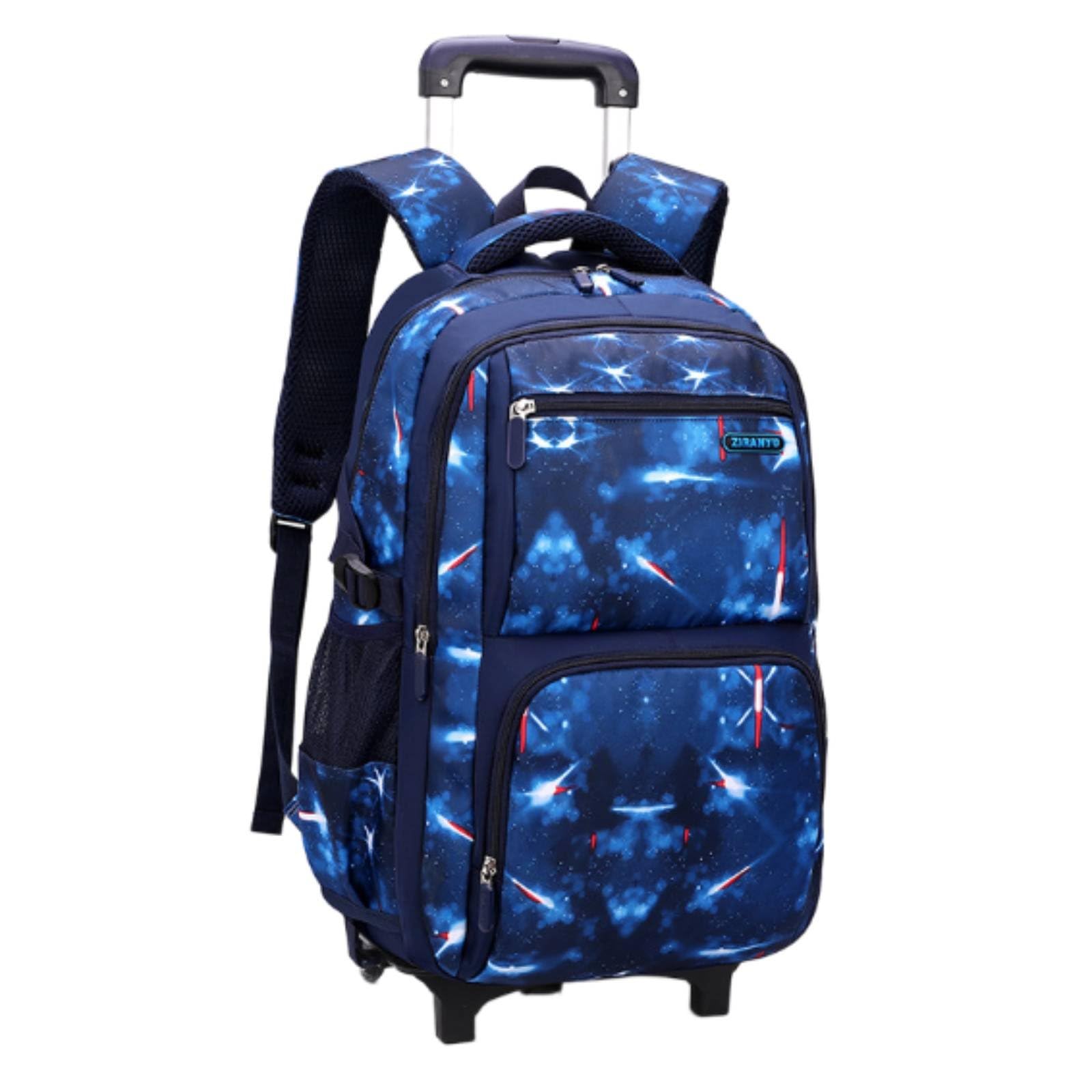 Mochila Escolar con Carrito Trolley Estudiantil Maleta Escolar Bolso con Ruedas de Ruedas para Escaleras y Superficies Irregulares Gran, Azul, size to 5