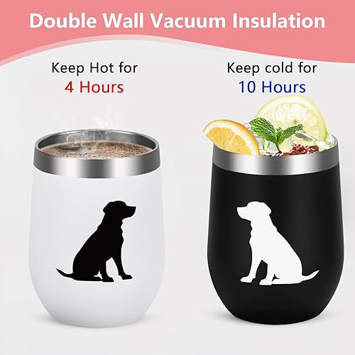 Miniatura 2 de Lifecapido Regalos para amantes de los perros, silueta de perro salchicha, juego de 2 vasos de vino de acero inoxidable, regalos de perro salchicha