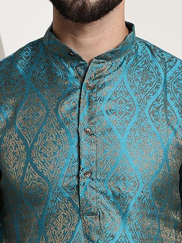 Image of SOJANYA (Since 1958 Men's Silk Blend self Design Kurta and Churidar Pyjama Set