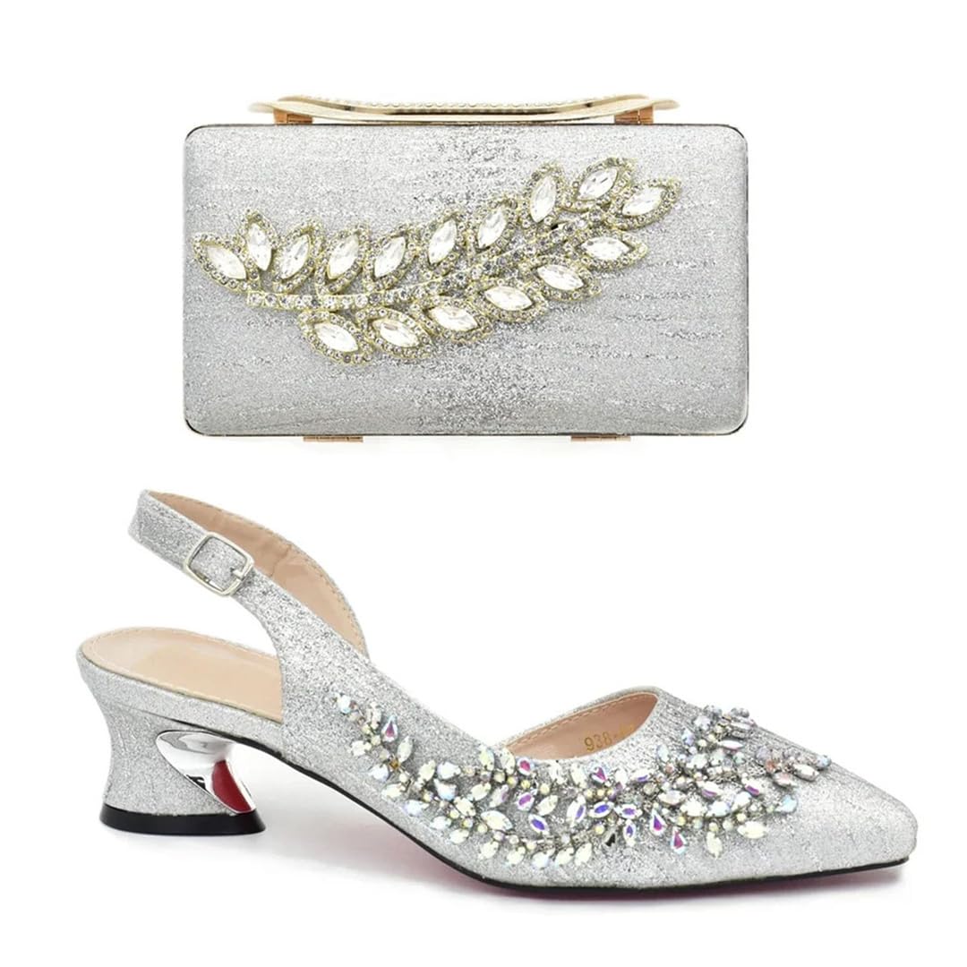 Luxuriöses italienisches Schuhbeutel-Set für Damen, verziert mit Strasssteinen, afrikanische Hochzeit, Schuhbeutel-Set