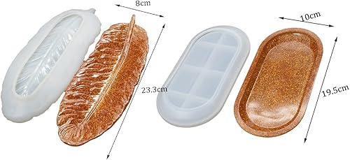 Miniatura 10 de AMZTOART 1 bandeja de resina para fabricar moldes de silicona con forma de plumas, moldes de resina epoxi, soportes para anillos (M0007)