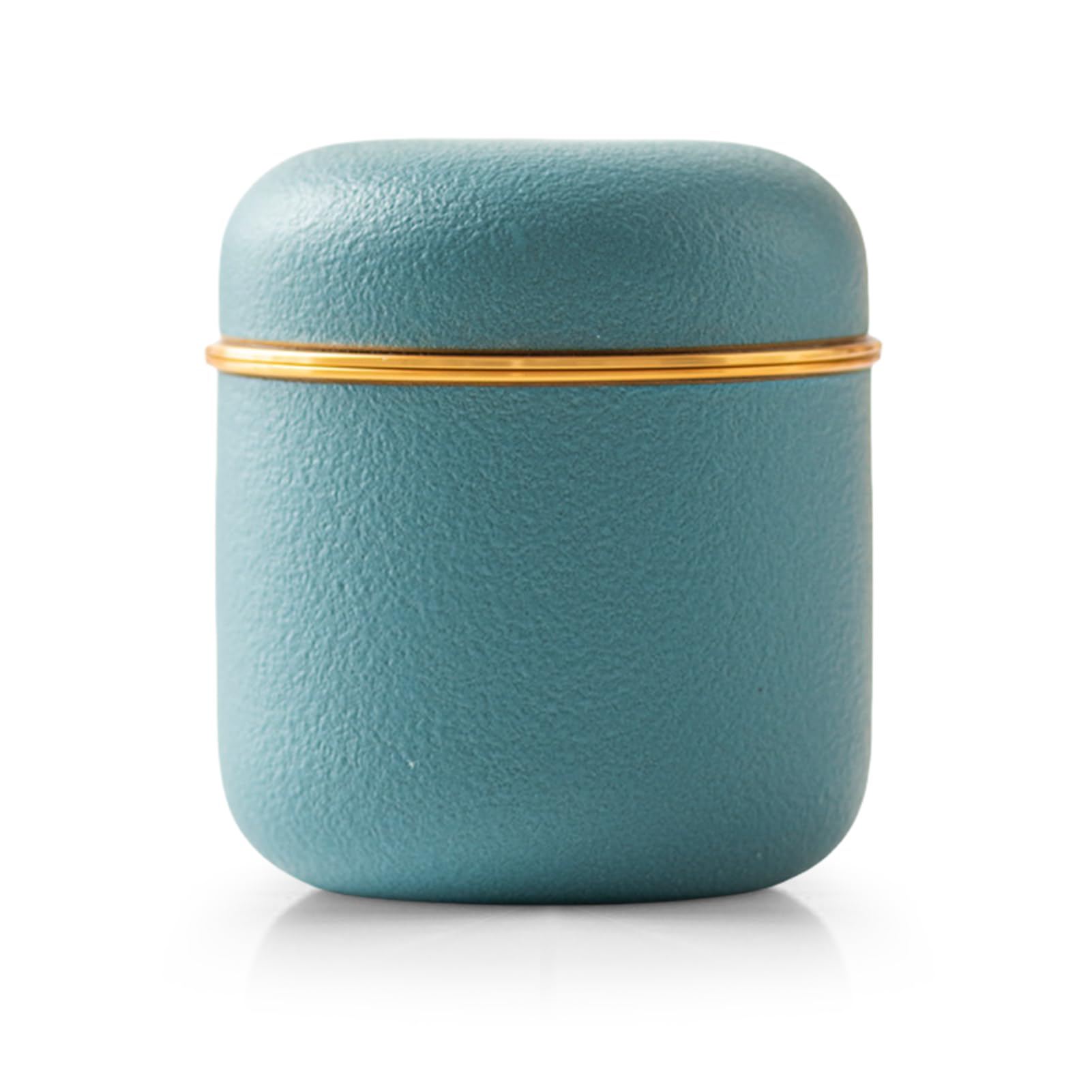 Pasdrucn 170ml Matcha Powder Storage Jar,Ceramic Matcha Glass,Round Metal Tea Coffee Sugar Canisters Set with Lids,Tea Coffee and Sugar Canisters Set,Ceramic Tea Canister for Coffee (Dark Blue)