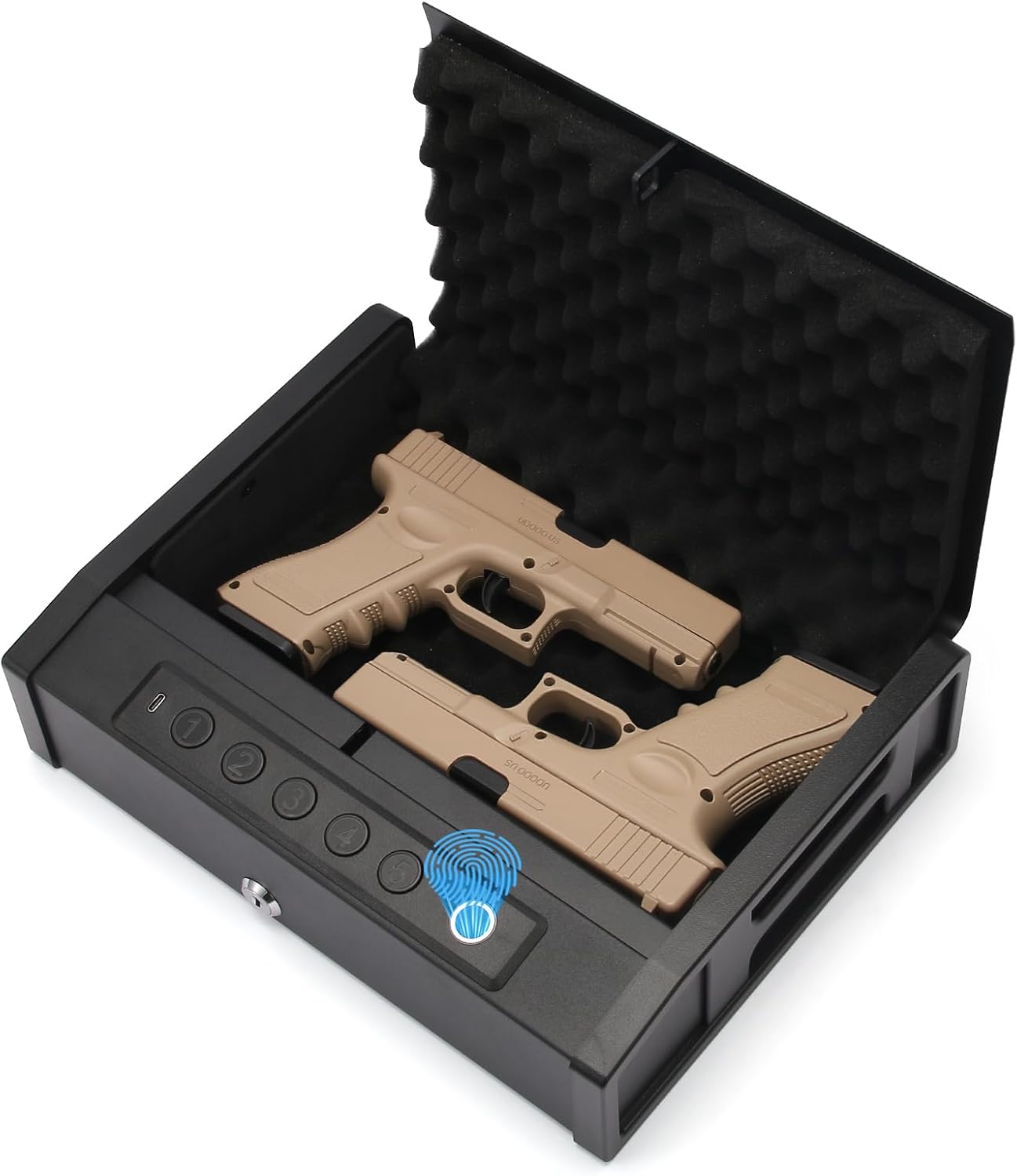 Smart Biometric Gun Safe, Carbon Steel, Orange, Fingerprint Scanner with App Control, Digital Keypad, Portable with Handle, 15.5x11.4x4.7 Inch, for Home and Car