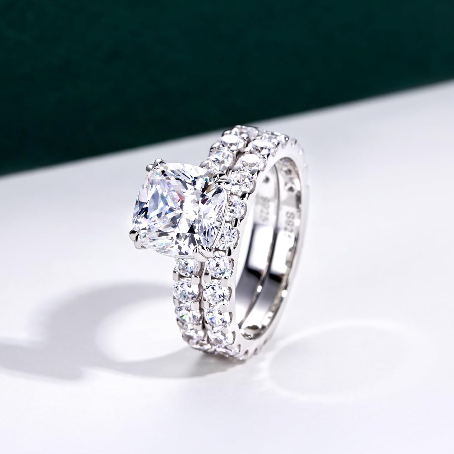 Bo.Dream 5A CZ Wedding Ring Set Oval/Cushion/Radiant Cut Engagement Rings for Women Platinum Plated 925 Sterling Silver - Image 4