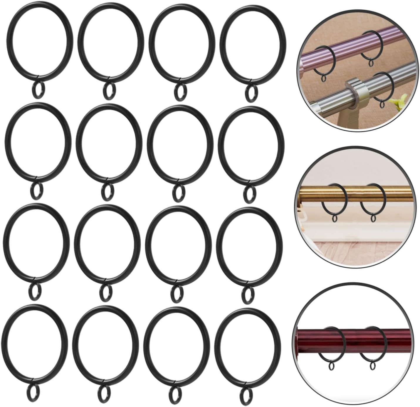 Healifty 44pcs Curtain Rod Rings with Eyelets for Smooth Sliding Drapery Accessories for Home Decor Fits Inner Rods for Large Windows