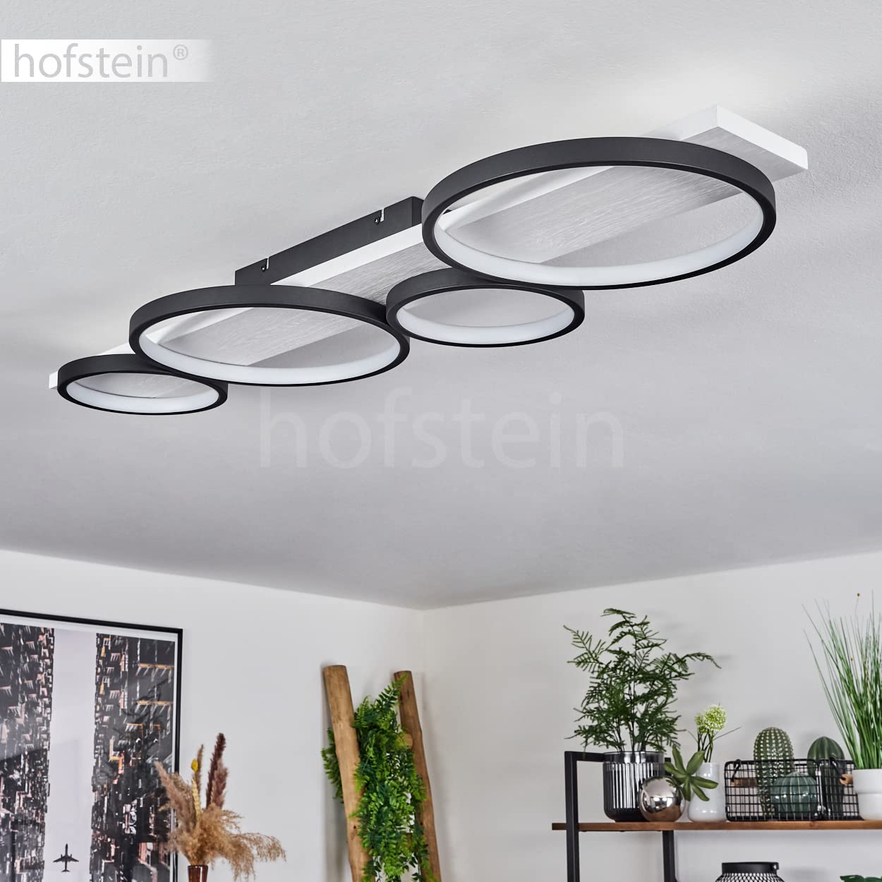 Rodekro LED Deckenleuchte Dimmbar – 32 Watt, 3700 Lumen, 3000 K, Metall/Holz In Schwarz/Natur, Per Lichtschalter Stufenlos Dimmbar