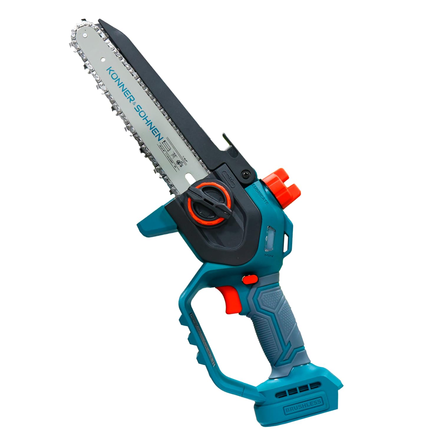 K&S Könner&Söhnen KS MCS20V-8 akumulatorowa mini piła łańcuchowa z mieczem 8" i 8 m/s, prędkość łańcucha, elektryczna ręczna piła łańcuchowa z automatycznym smarowaniem łańcucha, jednoręczna piła