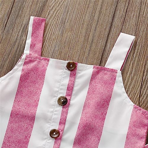DDDHL Camiseta regata listrada sem mangas para meninas de 1 a 6 anos, rosa, 5-6 Anos